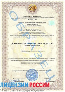 Образец сертификата соответствия аудитора №ST.RU.EXP.00006191-3 Нижневартовск Сертификат ISO 50001